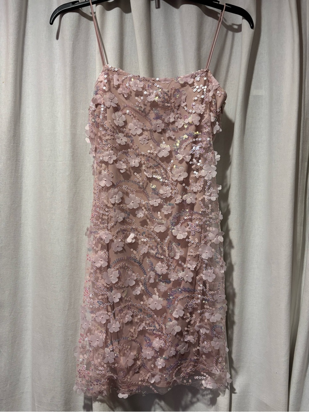 Jump Blush Pink 3D Floral Sequin Mini Dress Small